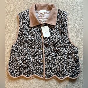 Entro Animal Print Jacket with Tan Collar